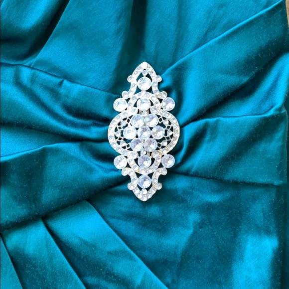 One shoulder teal dress - Picture 2 of 2